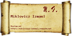 Miklovicz Izmael névjegykártya